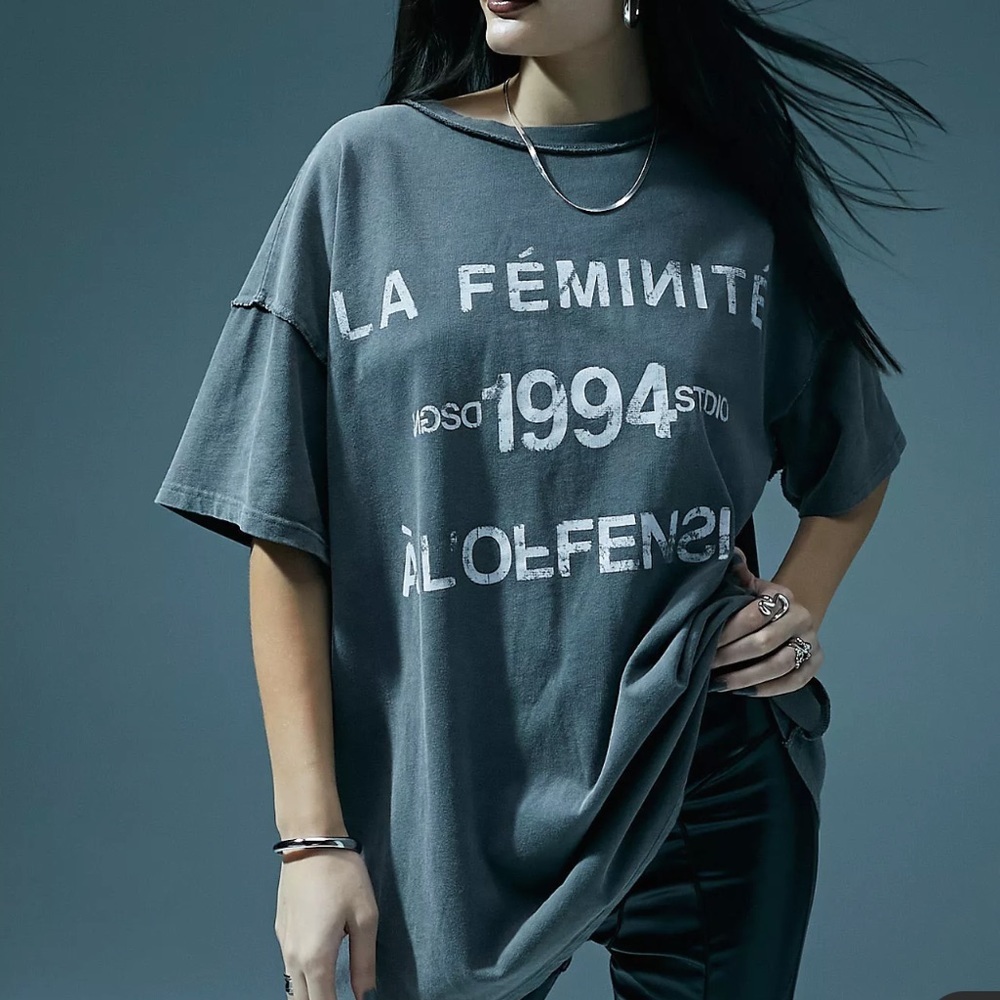 New Murci oversized motif T-shirt in washed gray‎